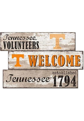 Tennessee Volunteers Welcome 3 Plank Sign - Orange