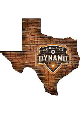 Houston Dynamo Distressed State 24 Inch Sign - Brown