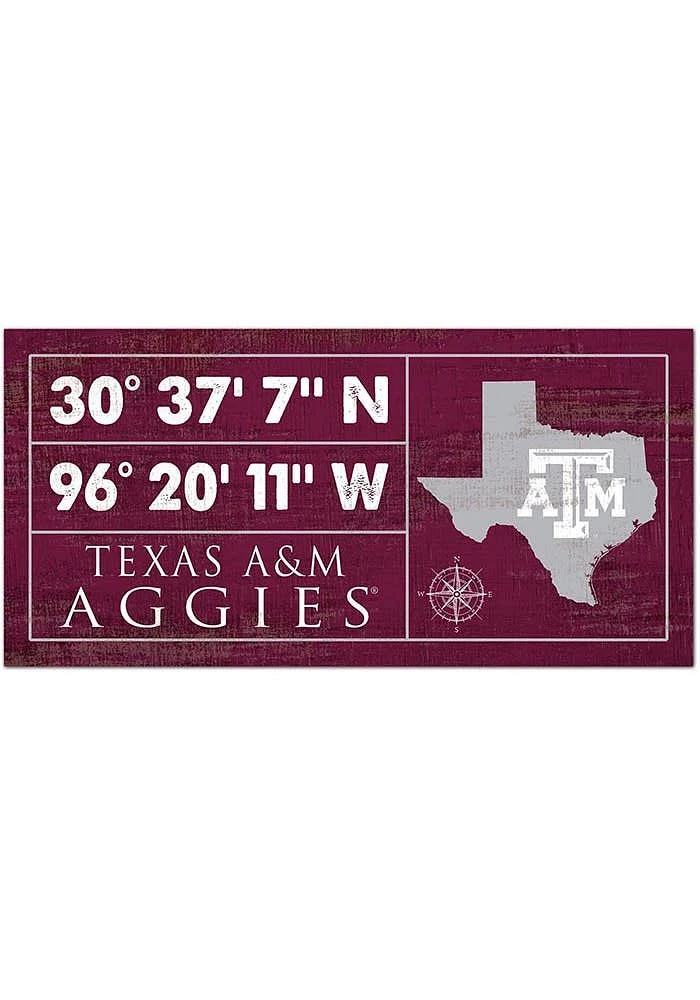 Texas A&M Aggies Horizontal Coordinate Sign - Maroon