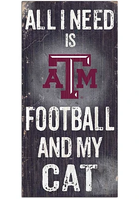 Texas A&M Aggies Football and My Cat Sign - Maroon