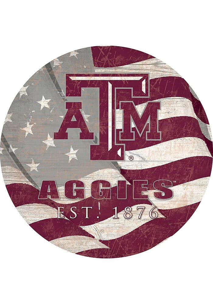 Texas A&M Aggies 24in Flag Circle Sign - Maroon