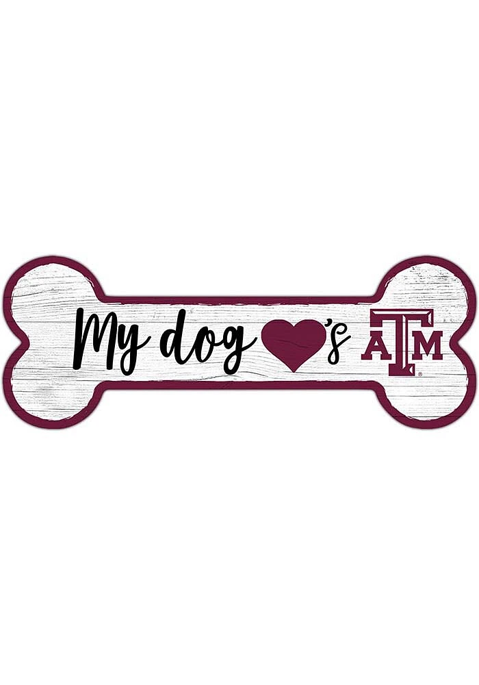 Texas A&M Aggies Dog Bone 6x12 Sign - Maroon