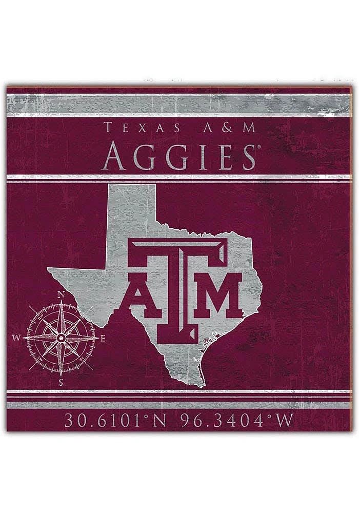 Texas A&M Aggies Coordinates Sign - Maroon