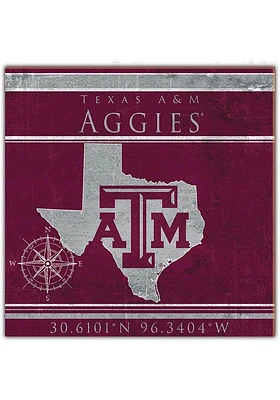 Texas A&M Aggies Coordinates Sign - Maroon