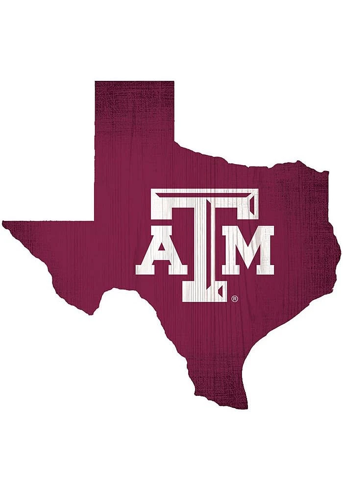 Texas A&M Aggies State Cutout Sign - Maroon