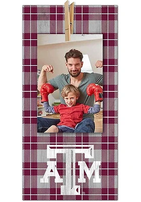 Texas A&M Aggies Plaid Clothespin Sign - Maroon