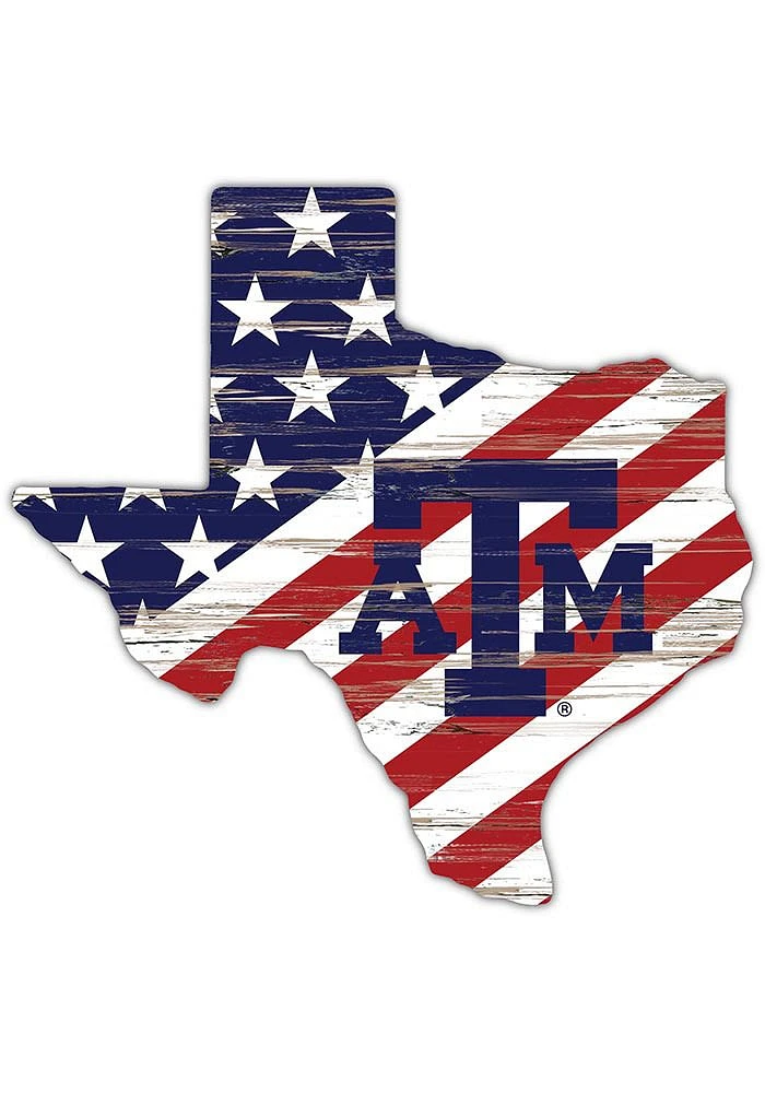 Texas A&M Aggies 12 Inch USA State Cutout Sign - Maroon