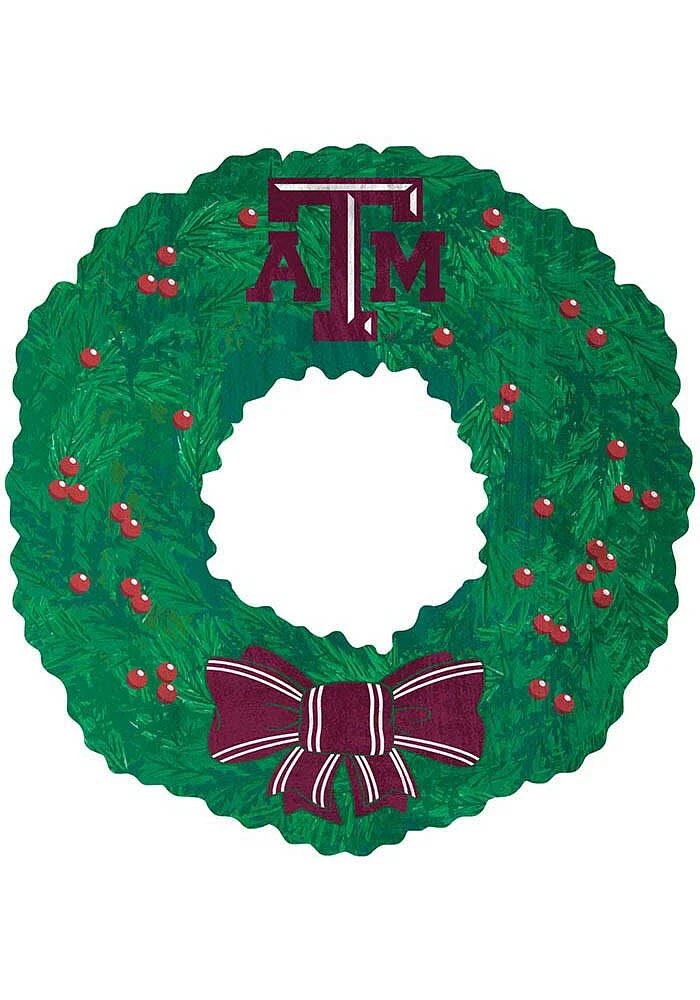 Texas A&M Aggies Team Wreath 16 Inch Sign - Maroon