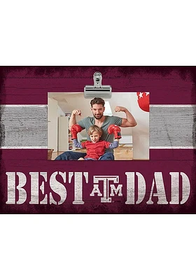 Texas A&M Aggies Best Dad Striped Clip Picture Frame - Maroon