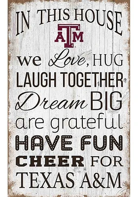 Texas A&M Aggies In This House 11x19 Sign - Maroon