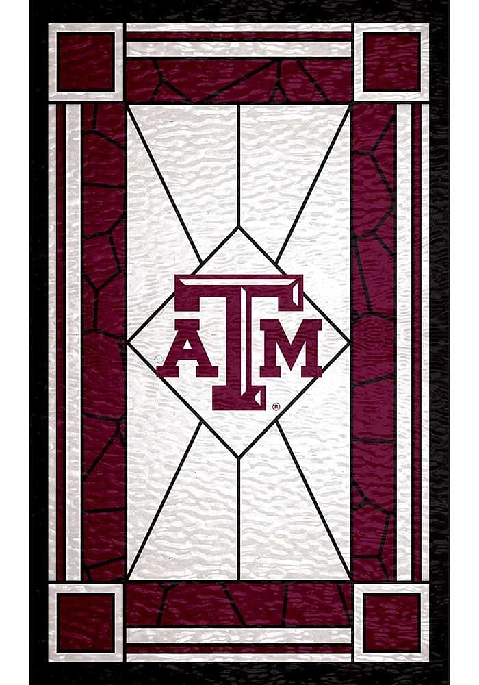 Texas A&M Aggies Stained Glass Sign - Maroon
