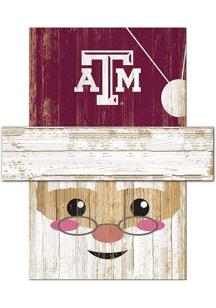 Texas A&M Aggies Santa Head Sign - Maroon