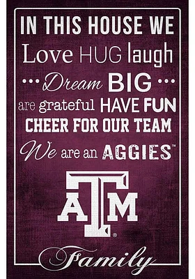 Texas A&M Aggies In This House 17x26 Sign - Maroon