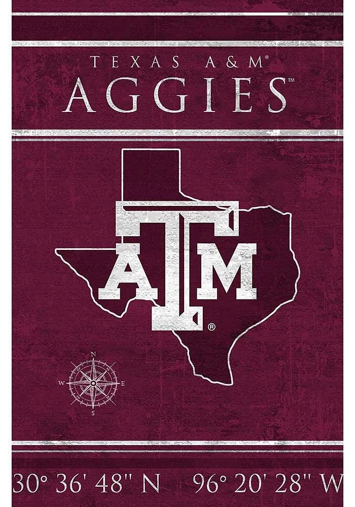 Texas A&M Aggies Coordinates 17x26 Sign - Maroon