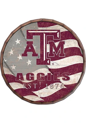 Texas A&M Aggies Flag 24 Inch Barrel Top Sign - Maroon