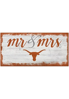 Texas Longhorns Script Mr and Mrs Sign - Burnt Orange