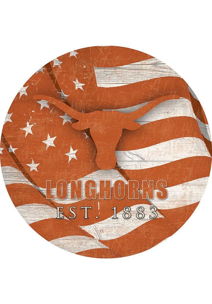 Texas Longhorns 24in Flag Circle Sign - Burnt Orange