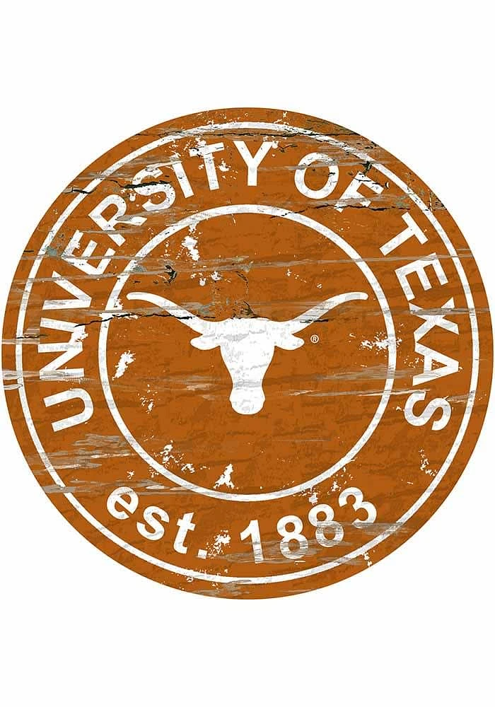 Texas Longhorns Distressed Round Sign - Burnt Orange