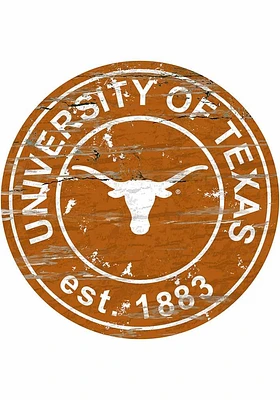 Texas Longhorns Distressed Round Sign - Burnt Orange