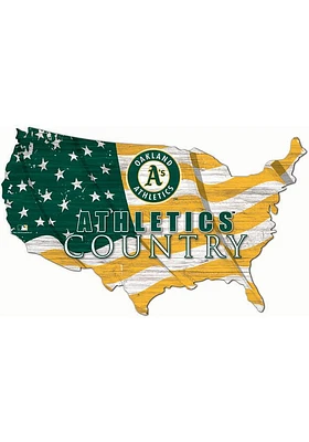 Oakland Athletics USA Shape Flag Cutout Sign - Green
