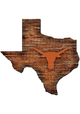 Texas Longhorns Distressed State with Logo Sign - Burnt Orange