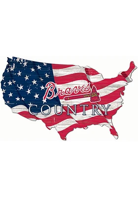 Atlanta Braves USA Shape Flag Cutout Sign - Red