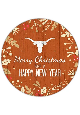 Texas Longhorns Merry Christmas and New Year Circle Sign - Burnt Orange
