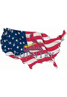 St Louis Cardinals USA Shape Flag Cutout Sign - Red