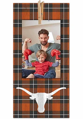 Texas Longhorns Plaid Clothespin Sign - Burnt Orange