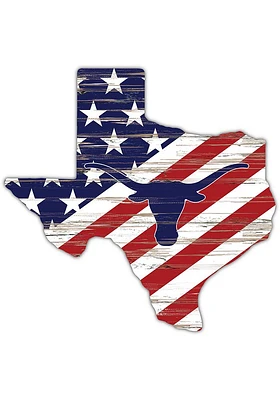 Texas Longhorns 12 Inch USA State Cutout Sign - Burnt Orange