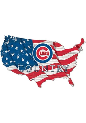 Chicago Cubs USA Shape Flag Cutout Sign - Red