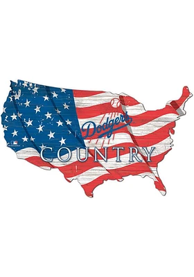 Los Angeles Dodgers USA Shape Flag Cutout Sign - Blue