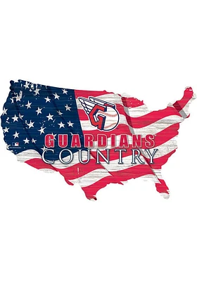 Cleveland Guardians USA Shape Flag Cutout Sign - Red