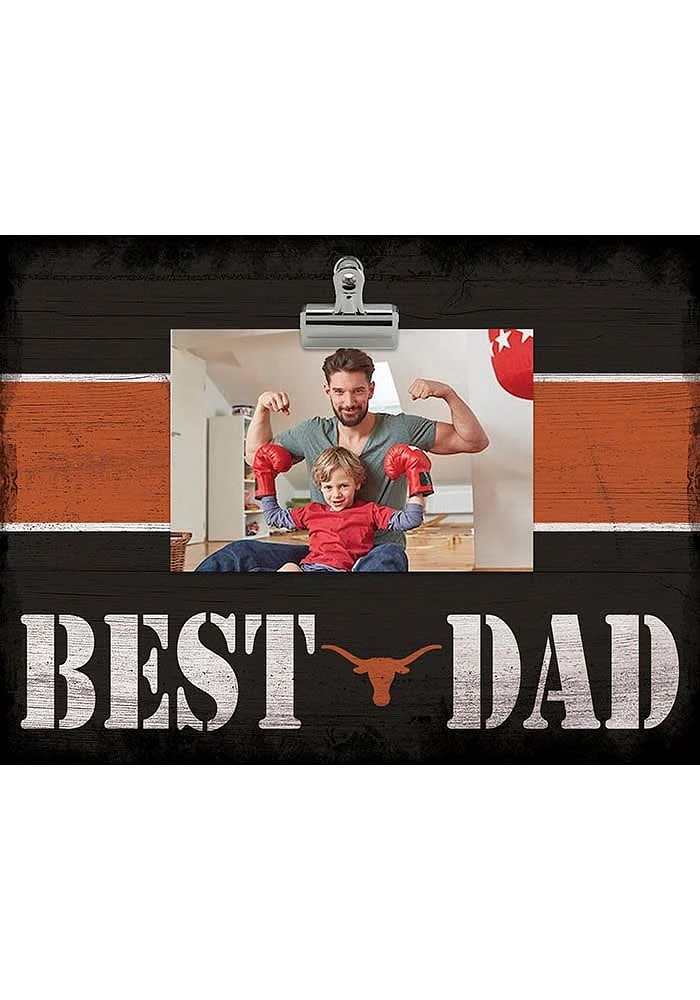 Texas Longhorns Best Dad Striped Clip Picture Frame - Burnt Orange