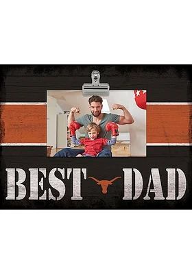 Texas Longhorns Best Dad Striped Clip Picture Frame - Burnt Orange