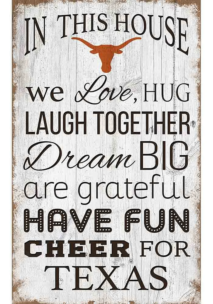 Texas Longhorns In This House 11x19 Sign - Burnt Orange