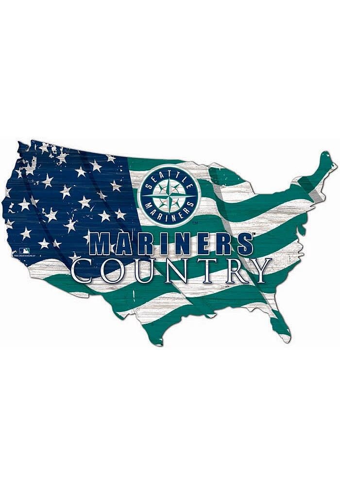 Seattle Mariners USA Shape Flag Cutout Sign - Navy Blue