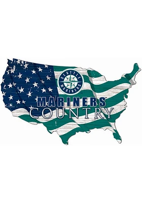 Seattle Mariners USA Shape Flag Cutout Sign - Navy Blue