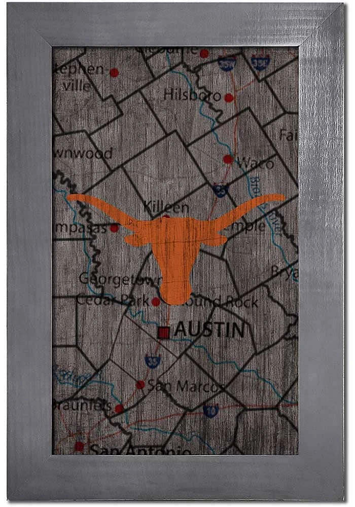 Texas Longhorns City Map Sign - Burnt Orange