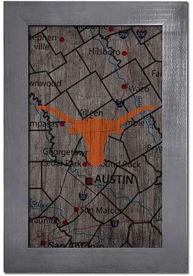 Texas Longhorns City Map Sign - Burnt Orange