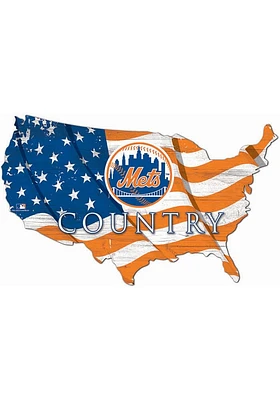 New York Mets USA Shape Flag Cutout Sign - Blue