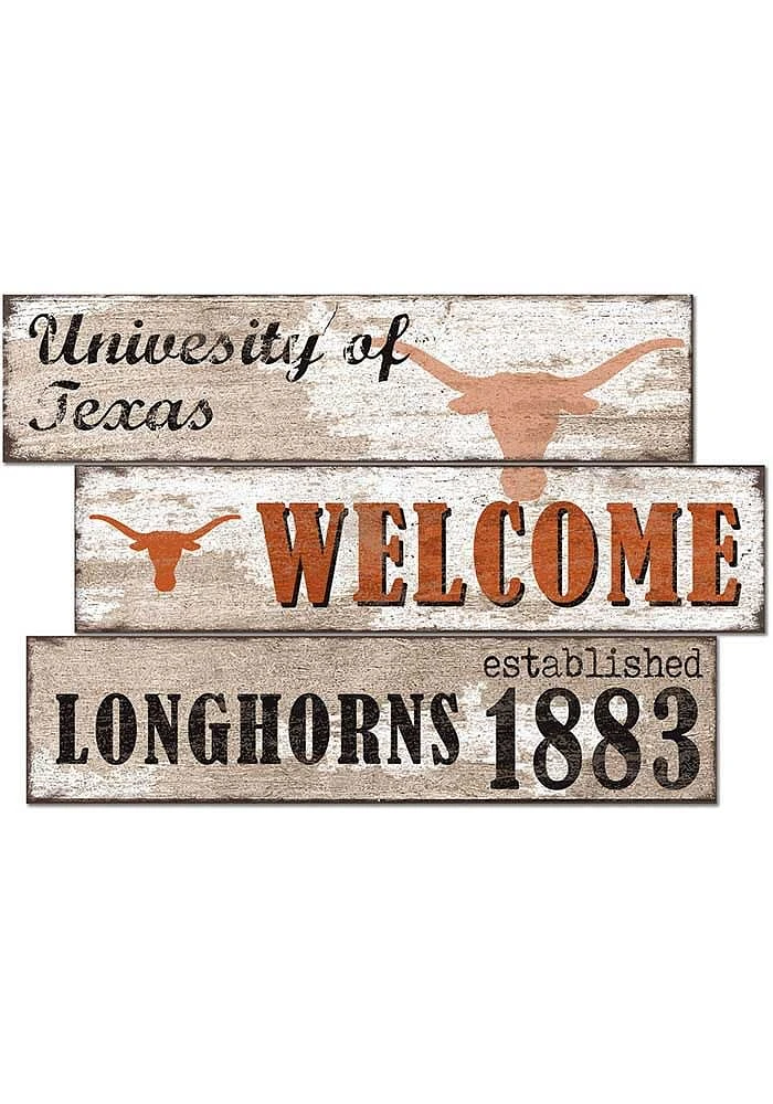 Texas Longhorns Welcome 3 Plank Sign - Burnt Orange