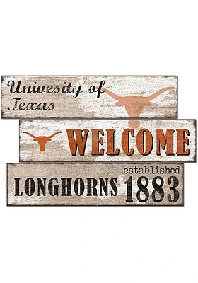 Texas Longhorns Welcome 3 Plank Sign - Burnt Orange