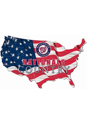 Washington Nationals USA Shape Flag Cutout Sign - Red