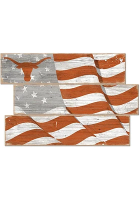 Texas Longhorns Flag 3 Plank Sign - Burnt Orange