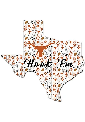 Texas Longhorns 24 Inch Floral State Wall Art - Burnt Orange
