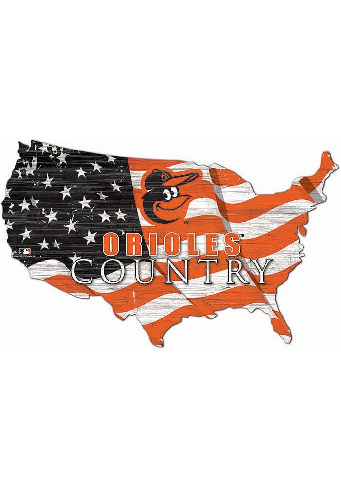Baltimore Orioles USA Shape Flag Cutout Sign - Black