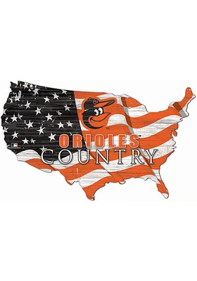 Baltimore Orioles USA Shape Flag Cutout Sign - Black