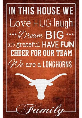 Texas Longhorns In This House 17x26 Sign - Burnt Orange
