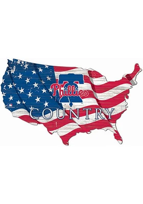 Philadelphia Phillies USA Shape Flag Cutout Sign - Blue